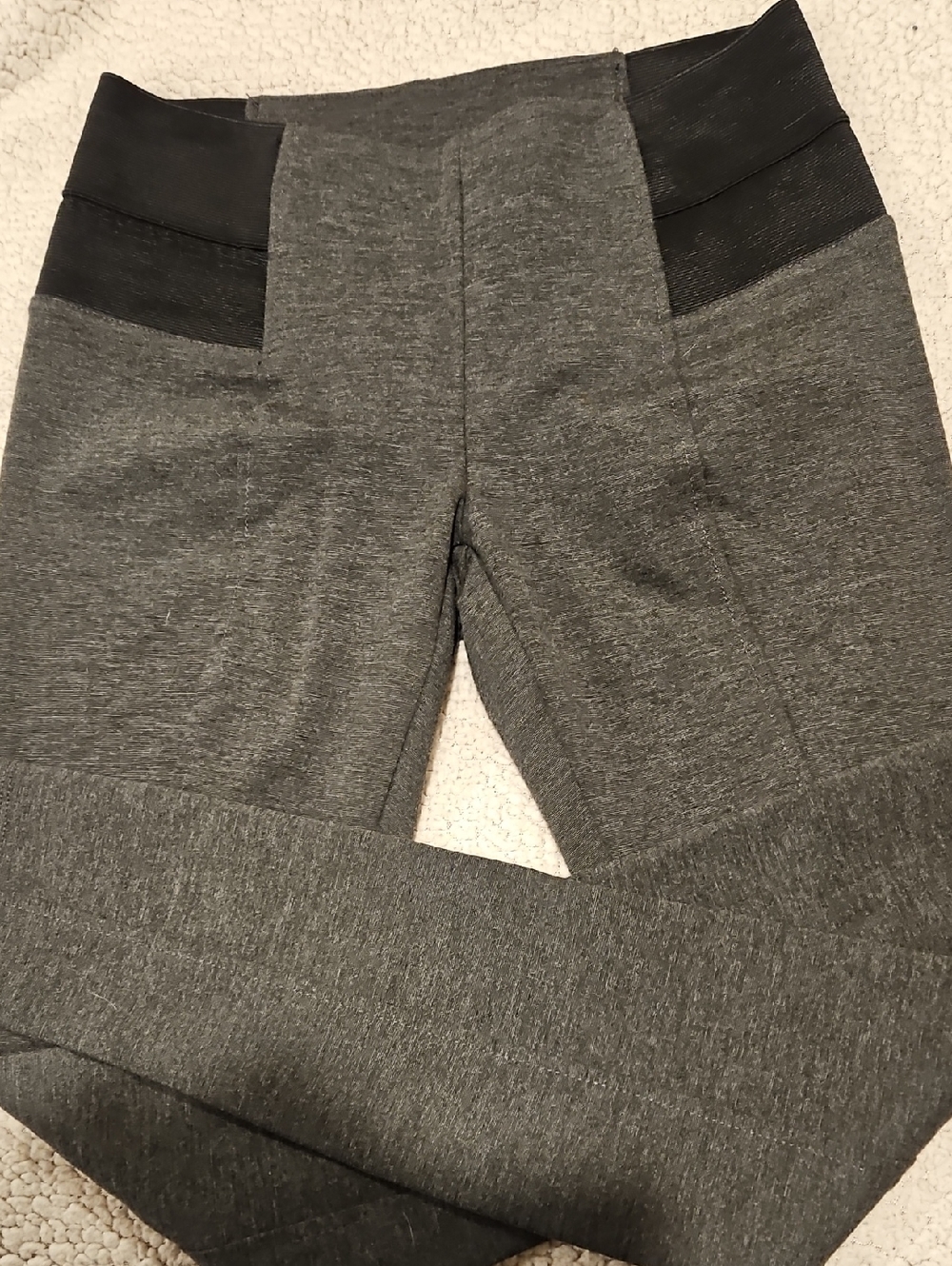 Women's Grey Straight Leg Pants with Black Elastic Side Panel Waistband- Size M - Picture 3 of 6